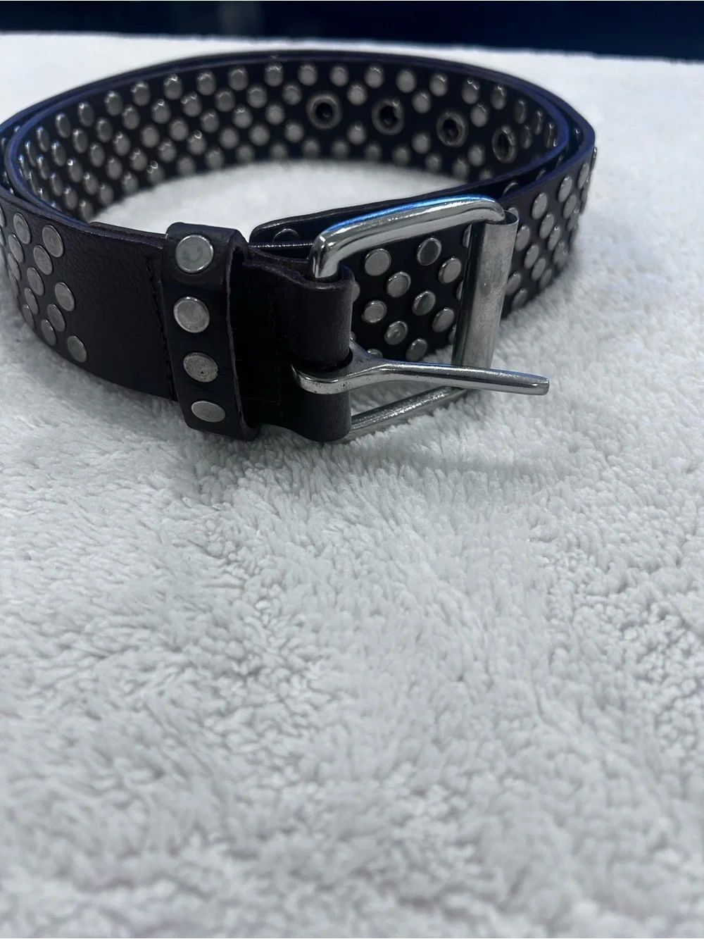 Express Genuine Leather Studded Belt Black Silver Studs Medium NWT $42